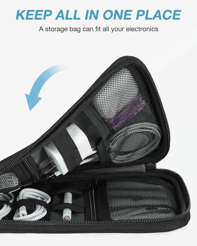 Alt view image 6 of 7 - Electronics Organizer Travel Case Small Cable Organizer Bag for Essentials Tech Organizer as Accessories Cord Organizer for Phone Power Bank SD Card Black