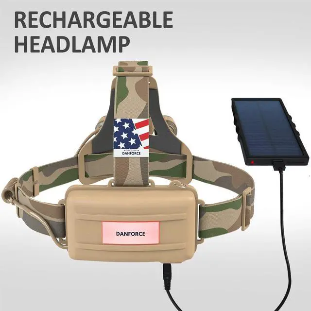 Alt view image 6 of 6 - Camouflaged Headlamp Ultra Bright USB Rechargeable Head lamp. Tactical Head Flashlight Designed Especially for Hunting & Fishing. LED Headlamps CREE 1080 Lumens Headlight with Red Light