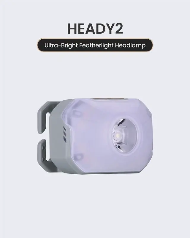 Alt view image 2 of 7 - Heady2 (Mint Gray) - Rechargeable LED Headlamp Flashlight Lightweight for Camping Running Hiking Emergency & Industrial Use. USB-C Charging Up to 40 Hours Battery Life Waterproof.