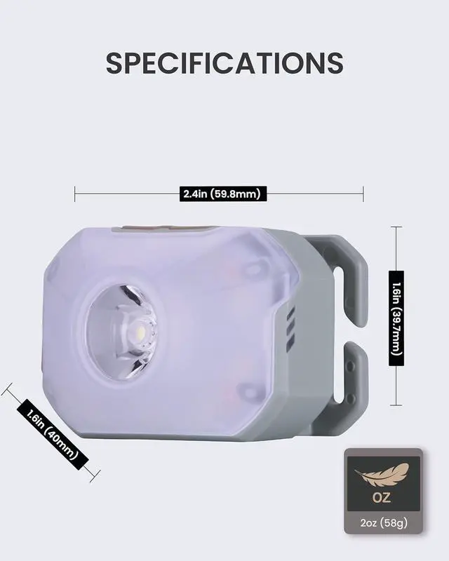 Alt view image 7 of 7 - Heady2 (Mint Gray) - Rechargeable LED Headlamp Flashlight Lightweight for Camping Running Hiking Emergency & Industrial Use. USB-C Charging Up to 40 Hours Battery Life Waterproof.