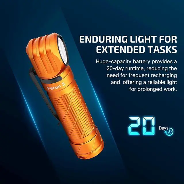 Alt view image 4 of 7 - Perun 3 Rechargeable Headlamp Flashlight, 3000 Lumens LED Headlight with Red Light, Waterproof Head Lamp with Headband for Outdoor Camping, Hiking, Working(Orange)