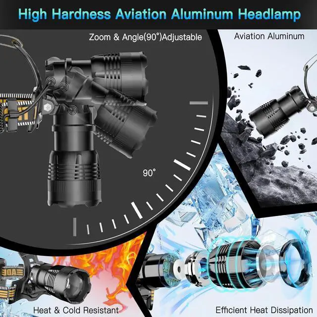 Alt view image 5 of 7 - Headlamp Rechargeable 120 000LM Head Lamp Super Bright LED Rechargeable Headlamp with 7 Modes & IP68 Waterproof Rechargeable Headlamp Adjustable Head Lamp for Outdoor Camping Hiking Climbing