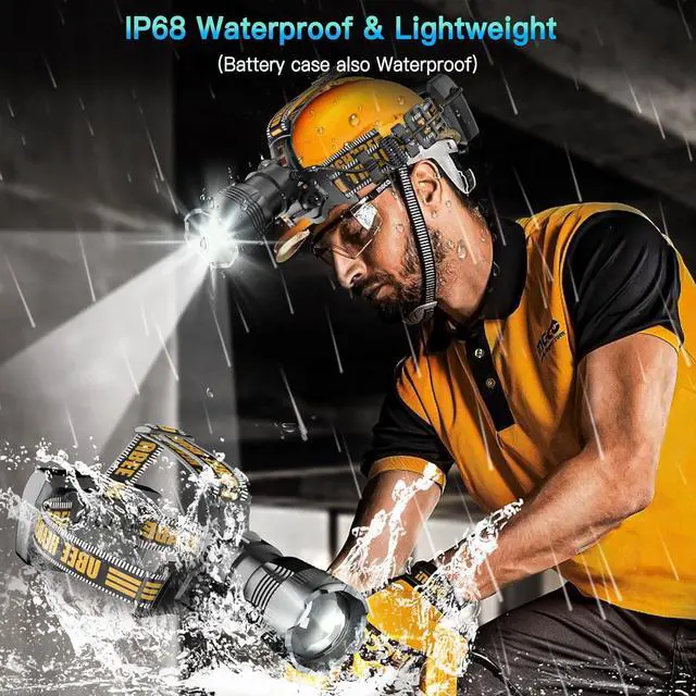 Alt view image 7 of 7 - Headlamp Rechargeable 120 000LM Head Lamp Super Bright LED Rechargeable Headlamp with 7 Modes & IP68 Waterproof Rechargeable Headlamp Adjustable Head Lamp for Outdoor Camping Hiking Climbing