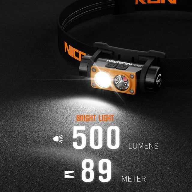 Alt view image 4 of 7 - H15T Headlamp Rechargeable 500 Lumens LED Headlamp with Red Light IP67 Waterproof 8 Modes Head Leamps for Camping Running Fishing Adults