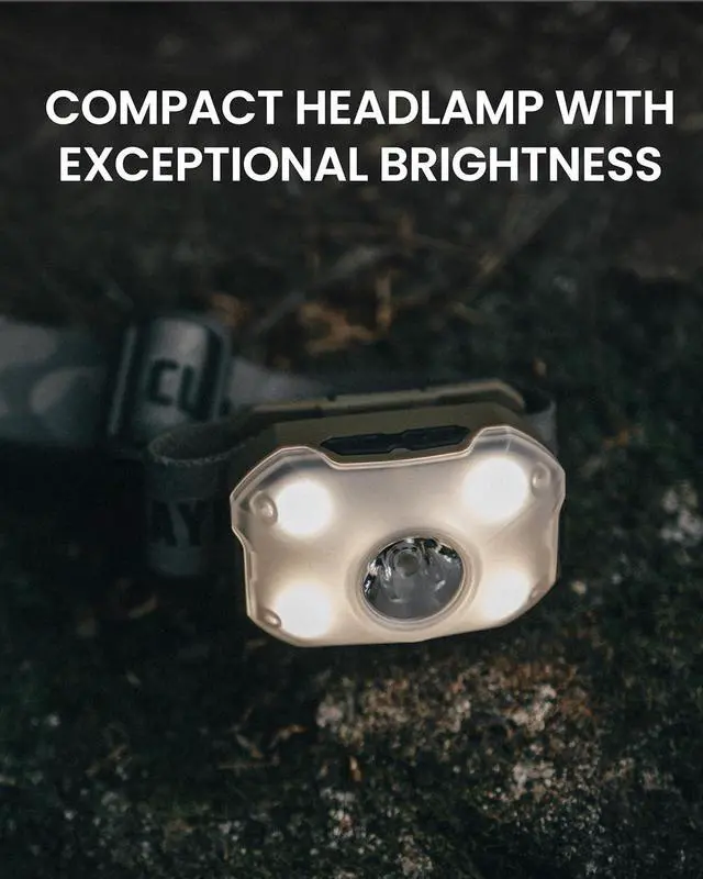 Alt view image 3 of 7 - Heady2 (Tan) - Rechargeable LED Headlamp Flashlight Lightweight for Camping Running Hiking Emergency & Industrial Use. USB-C Charging Up to 40 Hours Battery Life Waterproof.