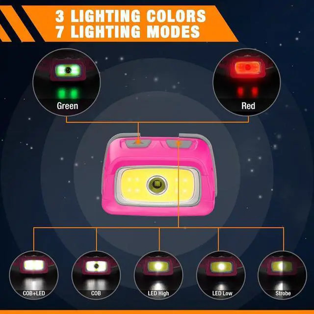 Alt view image 4 of 7 - EverBrite Rechargeable Headlamp, 350 Lumens Headlamp with Red Light and Memory Function, 7 Modes Running Headlamp, Bright Headlamps for Camping, Fishing, Hunting, Night Vision