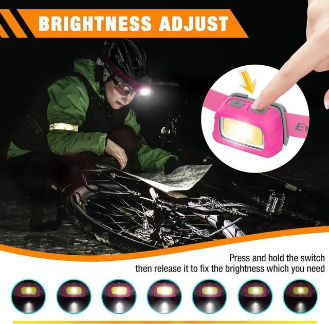Alt view image 5 of 7 - EverBrite Rechargeable Headlamp, 350 Lumens Headlamp with Red Light and Memory Function, 7 Modes Running Headlamp, Bright Headlamps for Camping, Fishing, Hunting, Night Vision