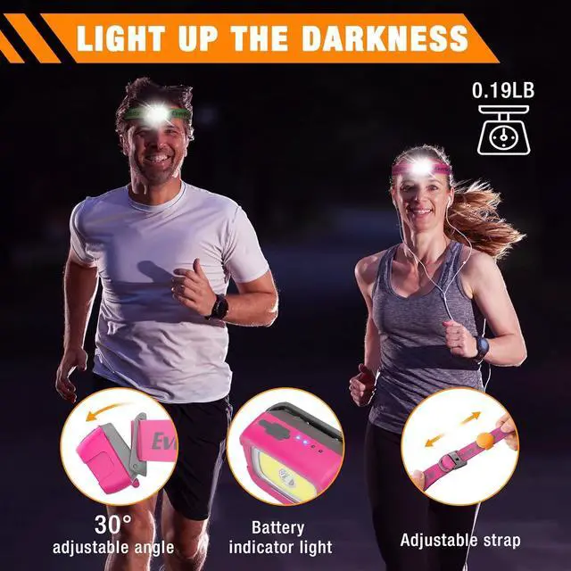 Alt view image 6 of 7 - EverBrite Rechargeable Headlamp, 350 Lumens Headlamp with Red Light and Memory Function, 7 Modes Running Headlamp, Bright Headlamps for Camping, Fishing, Hunting, Night Vision