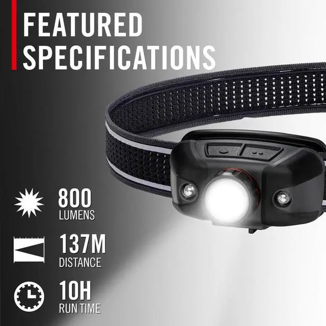 Alt view image 2 of 7 - FLX40R 800 Lumen Built-in Rechargeable Battery LED Headlamp with Twist Focus Lens Ultra Strap