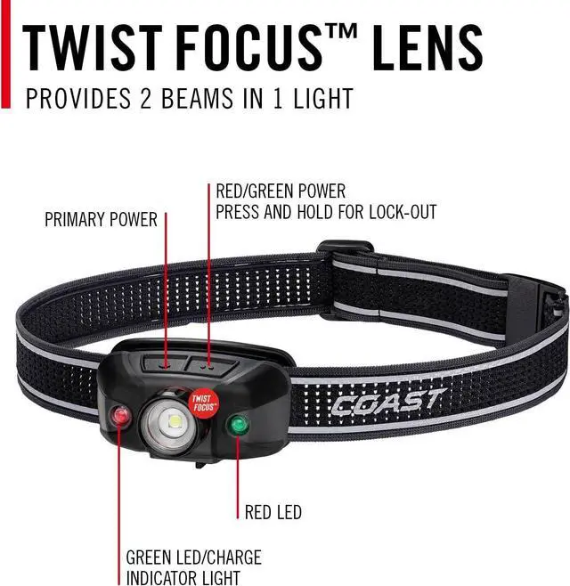 Alt view image 5 of 7 - FLX40R 800 Lumen Built-in Rechargeable Battery LED Headlamp with Twist Focus Lens Ultra Strap