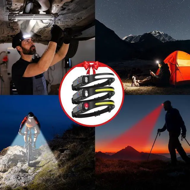 Alt view image 6 of 6 - Headlamp Rechargeable 3Pack 230° Wide Beam LED Headlamp 7Mode Headlamps for Adults Head Lamp with Motion Sensor Red Light Head Lamps LED Rechargeable Head Lights for Forehead Running Camping