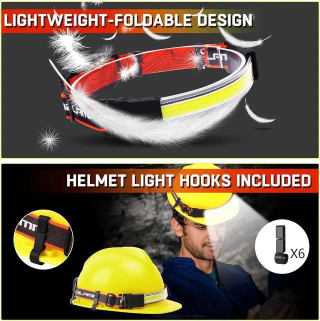 Alt view image 7 of 7 - Rechargeable Headlamp Super Bright 1500 Lumens 6 Modes Head Lamp Led Rechargeable with Tail Red Light Wide Beam Led Headlamp Waterproof for Adults Outdoor Camping Hiking Hunting Accessories