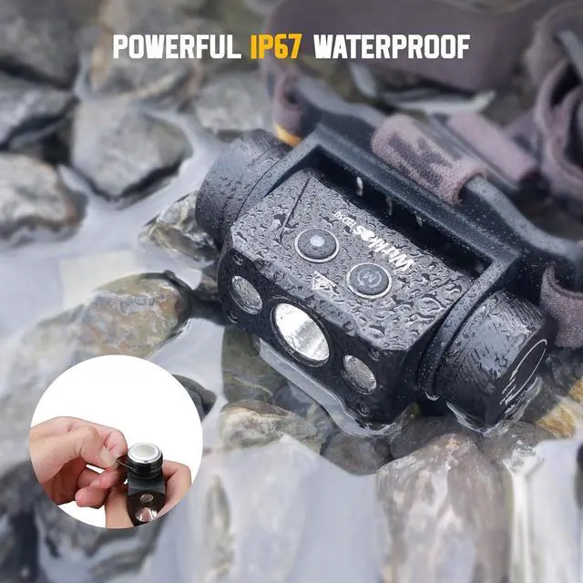 Alt view image 5 of 7 - HD50 4000 Lumens LED Headlamp with Red Light 90CRI 5000K 6-Light Modes Magnetic Head Light with Double Electronic Switch IP67 Waterproof Head Lamp Adjustable Headstrap for Camping Repairing