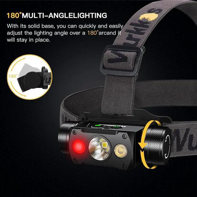 Alt view image 7 of 7 - HD50 4000 Lumens LED Headlamp with Red Light 90CRI 5000K 6-Light Modes Magnetic Head Light with Double Electronic Switch IP67 Waterproof Head Lamp Adjustable Headstrap for Camping Repairing