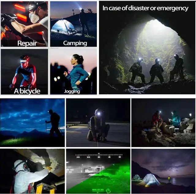 Alt view image 6 of 7 - Headlamp Rechargeable with red light Bright 230° Wide Beam Headlight Headlamps with Motion Sensors 7 Modes Lightweight Waterproof Head Light Flashlight for Outdoor Hiking Running Fishing Camping