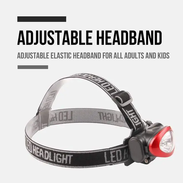 Alt view image 5 of 6 - Headlamp 10 Pack 12 LED 3 Mode Portable Head Lamp Flashlight Outdoor Lightweight Durable Headlight for Running Camping Reading Fishing Hunting Walking Jogging Black + Red Color