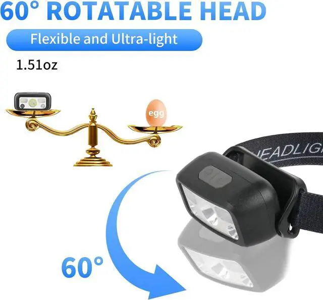 Alt view image 4 of 6 - Headlamp Rechargeable 4 Pack White Red Headlamp Flashlight Motion Sensor Head Lamp Flashlight 14 Mode for Outdoor Camping Running Cycling (4 Pack)