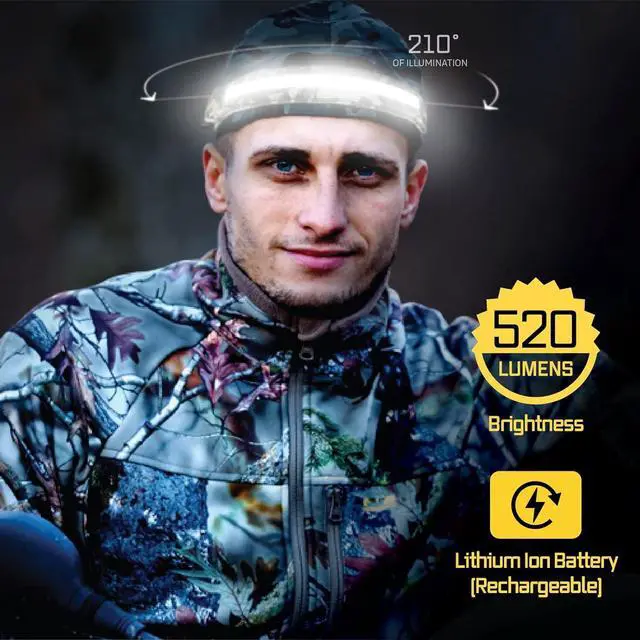 Alt view image 2 of 7 - LED Headlamp Liteband Lightweight ACTIV 520 Lumen Bright Head Lamp Powerful Rechargeable Battery Powered Tactical Headlamps Camping Running Hard Hat Light Best Rated Forehead Flashlight Camo