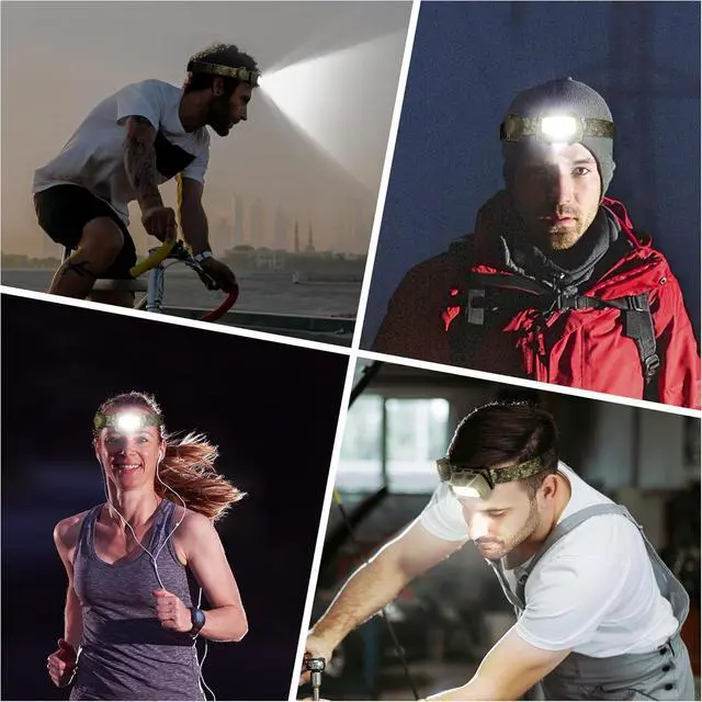 Alt view image 7 of 7 - Headlamp 300 Lumens Head Lamp for Adults 7 Modes with White/Red/Green Light 30°Adjustable LED Headlight for Camping Running Hunting 3 AAA Batteries Included