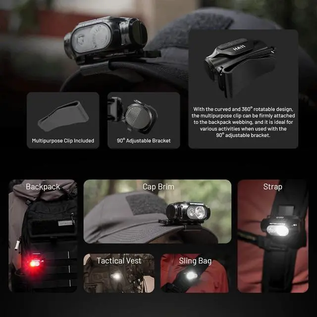 Alt view image 6 of 7 - HA11 Camping Headlamp 240 Lumen Ultra Lightweight use 1xAA Battery with Multi-Purpose Clip (Cord Headband)