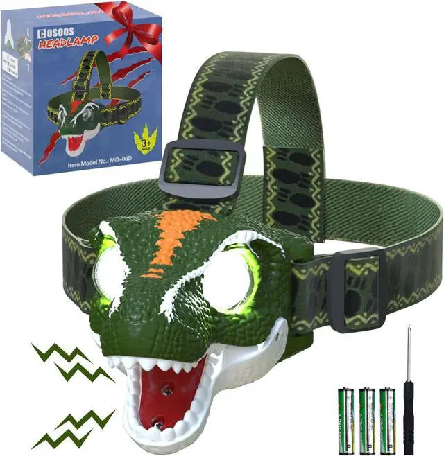 Main image of LED Headlamp for Kids Flashlight Camping Gear Roar & Silent Mode Outdoor Toy Head Lamp for Boy Girl Toddler 3.4oz Lightweight Headlight Birthday Gift Easter Basket Stuffer Battery Included