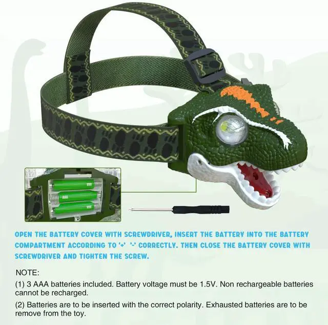 Alt view image 2 of 7 - LED Headlamp for Kids Flashlight Camping Gear Roar & Silent Mode Outdoor Toy Head Lamp for Boy Girl Toddler 3.4oz Lightweight Headlight Birthday Gift Easter Basket Stuffer Battery Included