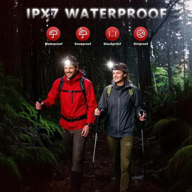 Alt view image 5 of 7 - Led Headlamp Rechargeable 9000 LM Super Bright with 5 Modes Waterproof USB Rechargeable Head lamp 60 Hour Battery Stanby Headlight with Power Display 120° Adjustable Zoomable for Outdoor Camping