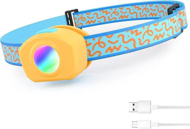 Main image of LED Headlamp Rechargeable Kids Headlamp with RGB Mode and Adjustable Headband 3 Modes Multicolor Headlamp for Kids Kids Head Lamp for Camping Reading Exploring Halloween Christmas