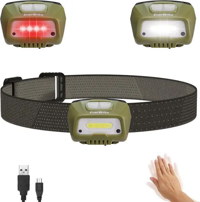 Main image of Rechargeable Headlamp LED Bright Motion Sensor Head Lamp Flashlight with 6 Modes Adjustable Headlight for Adults Kids with White Red Light Waterproof Green for Hiking Running Camping