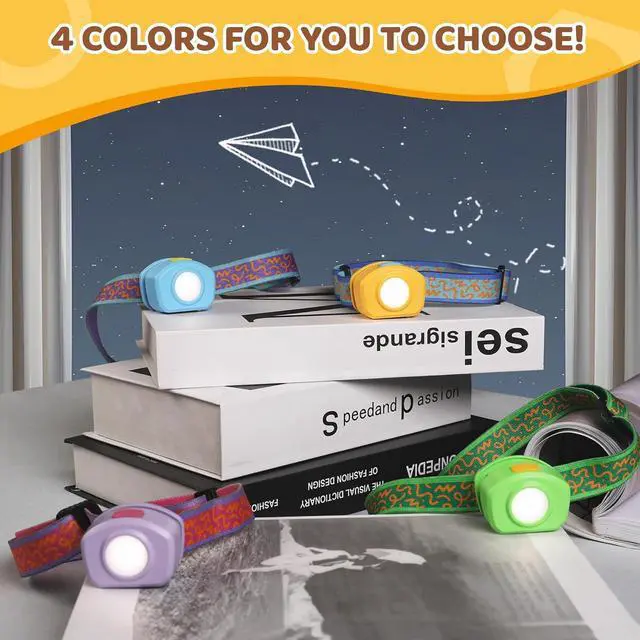 Alt view image 6 of 7 - LED Headlamp Rechargeable Kids Headlamp with RGB Mode and Adjustable Headband 3 Modes Multicolor Headlamp for Kids Kids Head Lamp for Camping Reading Exploring Halloween Christmas