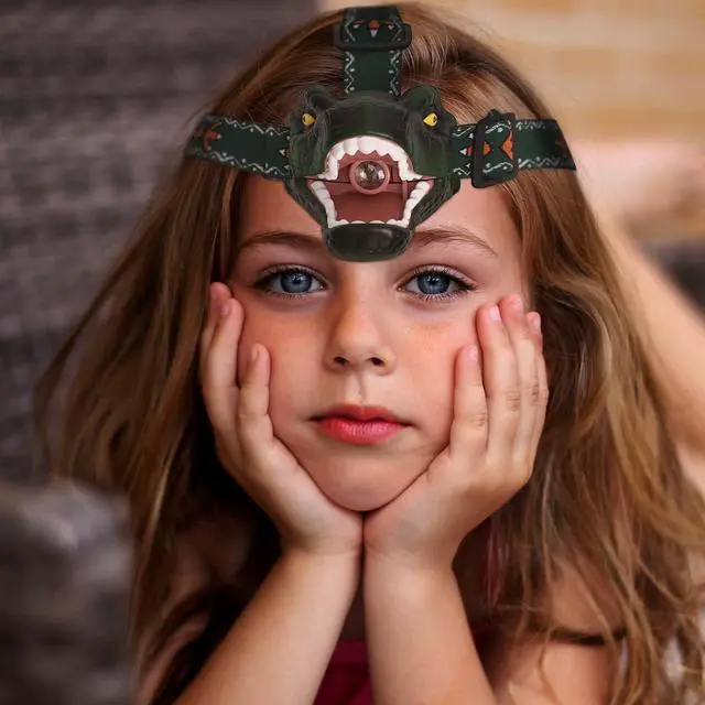 Alt view image 2 of 7 - Dinosaur Kids Headlamp T-Rex Dinosaur Led Headlamp Flashlight Dinosaur Toy Headlamp Flashlight with 4 Lighting Mode for Boys Girls Camping Hiking Reading and Party (Green)