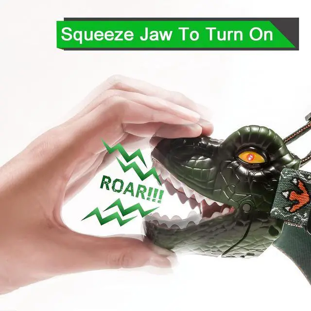 Alt view image 4 of 7 - Dinosaur Kids Headlamp T-Rex Dinosaur Led Headlamp Flashlight Dinosaur Toy Headlamp Flashlight with 4 Lighting Mode for Boys Girls Camping Hiking Reading and Party (Green)