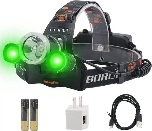 Main image of RJ-3000 LED Green Headlamp 3 Modes White and Green LED Hunting Headlight USB Rechargeable 5000 Lumens Tactical Head lamp for Fishing Running Camping Hiking