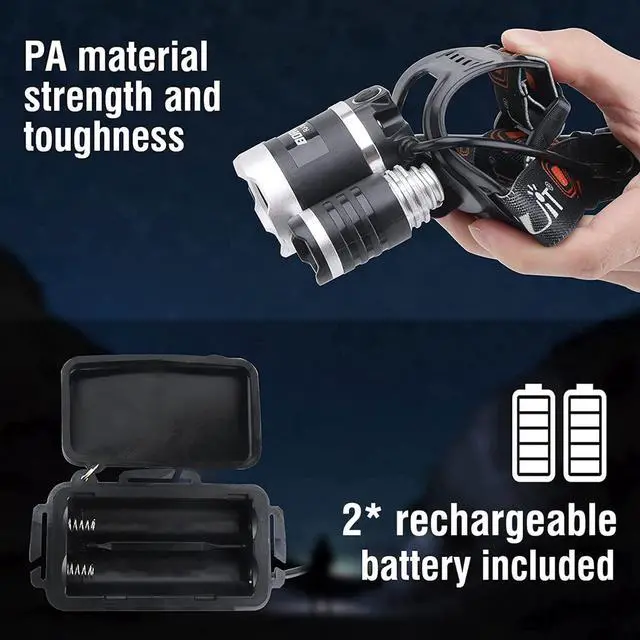 Alt view image 7 of 7 - RJ-3000 LED Green Headlamp 3 Modes White and Green LED Hunting Headlight USB Rechargeable 5000 Lumens Tactical Head lamp for Fishing Running Camping Hiking