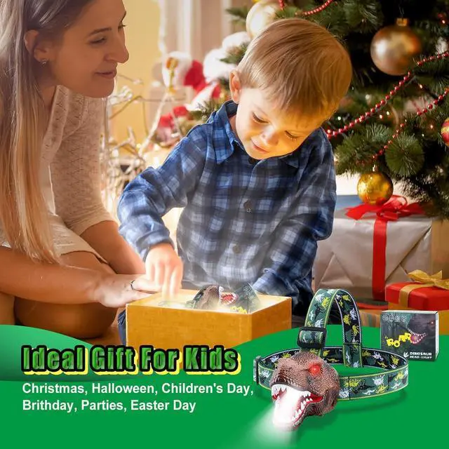 Alt view image 7 of 7 - Upgraded Rechargeable Dinosaur Headlamp for Kids Led Flashlight for Boys or Girls Outdoor Camping Gear Roar & Silent Mode- Ideal Gift for Birthday Halloween Christmas