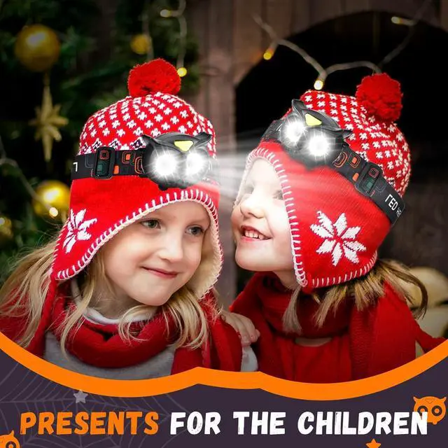 Alt view image 2 of 7 - 2 Pack LED Headlamp Owl Headlight for Kids Leightweight COB Head Lamp 4 Modes Battery Powered Head Lights for Boys Girls Adults Gifts for Birthday Party Christmas