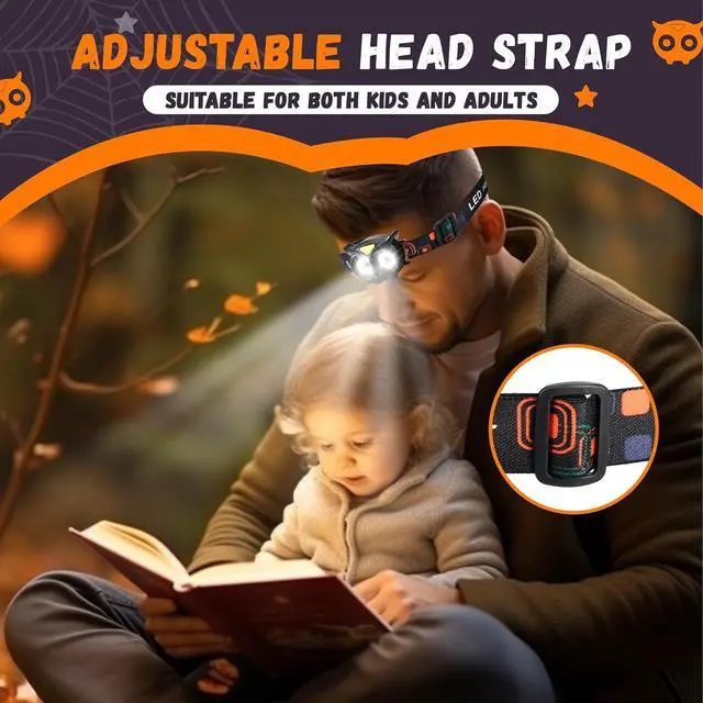 Alt view image 6 of 7 - 2 Pack LED Headlamp Owl Headlight for Kids Leightweight COB Head Lamp 4 Modes Battery Powered Head Lights for Boys Girls Adults Gifts for Birthday Party Christmas