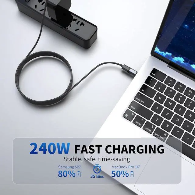 Alt view image 6 of 7 - 3CS 240W USB C Magnetic Adapter 2Pack Straight Magnetic USB C Adapters with 4 Connectors 24Pin Fast Charge 40Gbps 8K 60Hz for Thunderbolt 3/4 MacBook Pro/Air/ PS5 PSVR2 and More Type C Devices