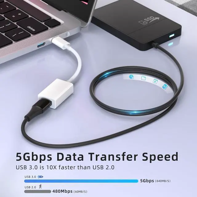 Alt view image 2 of 7 - USB C to USB 3.0 Adapter 2 Pack USB C Male to USB Female OTG Cable Thunderbolt3 to USB Adapter Compatible with MacBook Pro/Air iPhone 16 Pro Max/16 Plus/16/15 Galaxy S24/S23/S22/S21