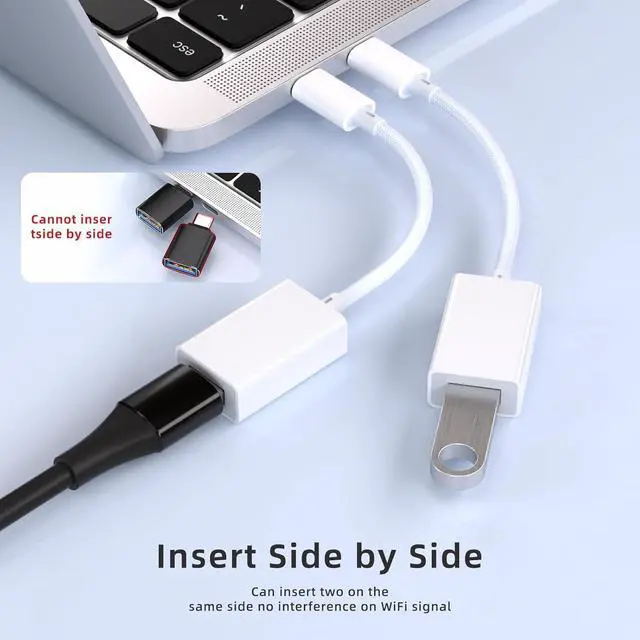 Alt view image 5 of 7 - USB C to USB 3.0 Adapter 2 Pack USB C Male to USB Female OTG Cable Thunderbolt3 to USB Adapter Compatible with MacBook Pro/Air iPhone 16 Pro Max/16 Plus/16/15 Galaxy S24/S23/S22/S21