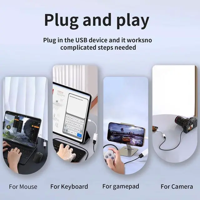 Alt view image 6 of 7 - USB C to USB 3.0 Adapter 2 Pack USB C Male to USB Female OTG Cable Thunderbolt3 to USB Adapter Compatible with MacBook Pro/Air iPhone 16 Pro Max/16 Plus/16/15 Galaxy S24/S23/S22/S21