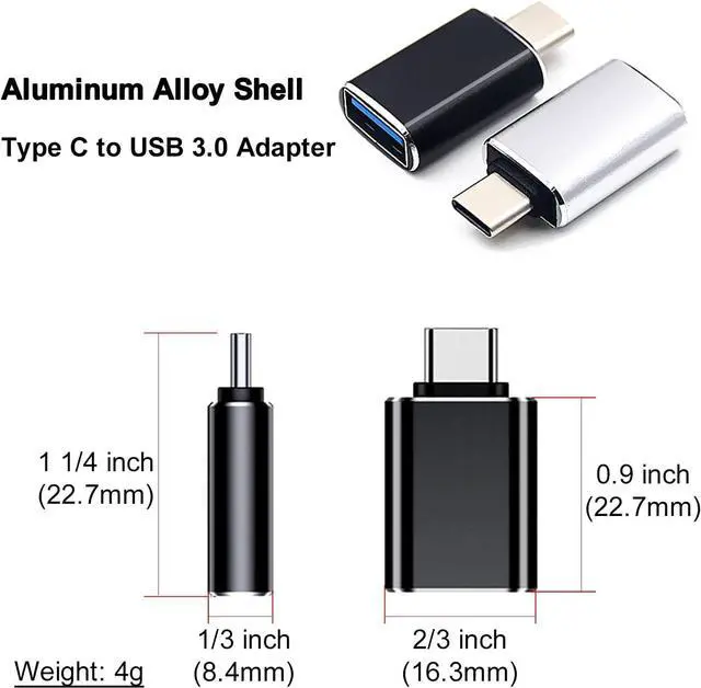 Alt view image 2 of 7 - USB C Adapter USB C to USB 3.0 Adapter (2 Pack) Converter Type C Male to USB A Female OTG Plug Connector for Mac Book iPad iPhone  Phone.