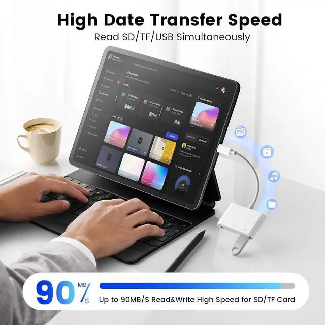 Alt view image 3 of 7 - USB Camera Adapter High-Speed USB C SD Card Reader for iPhone 15/16 Portable USB Adapter SD Card Adapter with SD MicroSD USB Port for Android Phones Tablets and More USB-C Devices