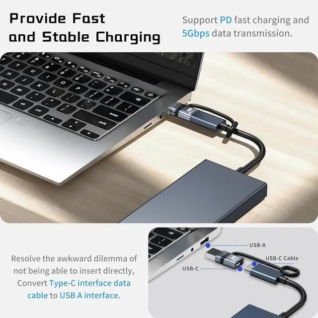 Alt view image 2 of 6 - USB A to USB C Adapter 2 Pack 5Gbps USBA 3.0 Male to Type C Female USBC Typec Converter for iPhone 16/15 Pro Max  S24/S23 MacBook Pro/Air iPad Pro Laptops Tablets