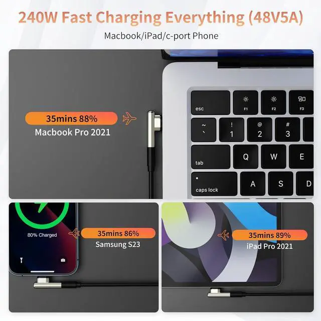 Alt view image 3 of 7 - 240W USB C Magnetic Adapter Right Angle 90 Degree USB-C Male to Female Connector 40Gbps Data Transfer 4K Video Output Right Angle USB C Adapter for MacBook Pro/Air Steam Deck PS5