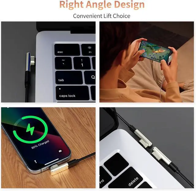 Alt view image 4 of 7 - 240W USB C Magnetic Adapter Right Angle 90 Degree USB-C Male to Female Connector 40Gbps Data Transfer 4K Video Output Right Angle USB C Adapter for MacBook Pro/Air Steam Deck PS5