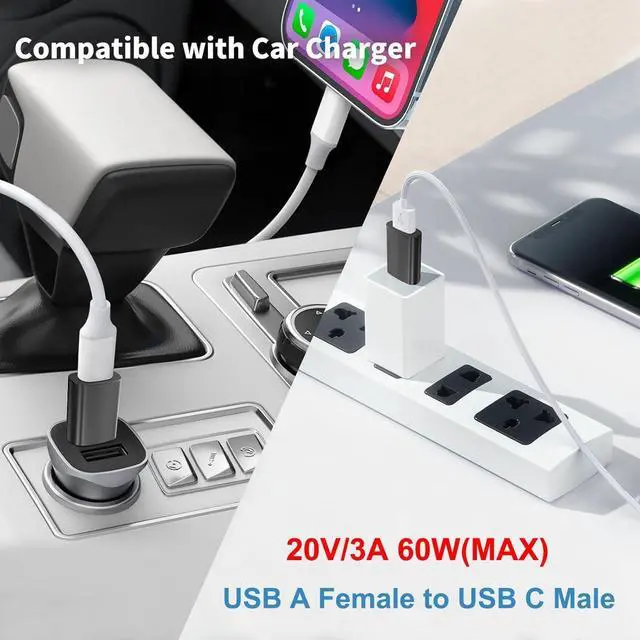 Alt view image 5 of 6 - USB C to USB Adapter 6 Pack USB C Male to USB A 3.0 Female OTG Adapter 5Gbps High-Speed Data Transfer 20V/3A 60W Charging Converter for iMac MacBook Pro Air iPhone 16 15 iPad and More Type C Devices