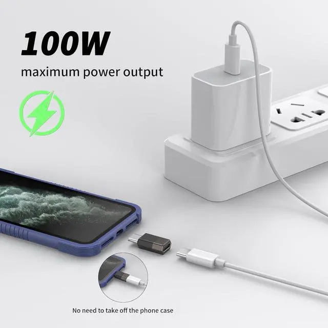 Alt view image 4 of 7 - 2 Pack USBC to USB C Adapters Zinc Alloy Adapters USBC Female to USB-C Male OTG Adapter Compatible with  Galaxy/LG//Type-C Phones/Tablets and More Devices.