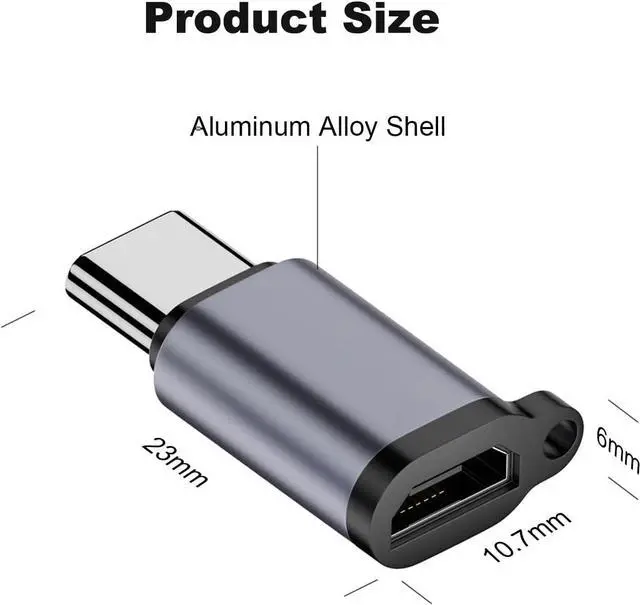 Alt view image 5 of 5 - Micro USB 2.0 to USB C Adapter (4 Pack) Micro USB Female to USB Type C Male Converter Connector Support Charge Data Sync for Galaxy Type-C Phones Tablets and More (Grey)