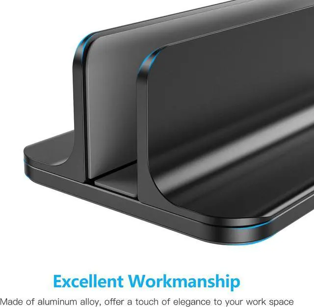 Alt view image 7 of 7 - OMOTON Vertical Laptop Stand Holder, Desktop Aluminum Stand for MacBook with Adjustable Dock Size, Fits All MacBook, Surface, Chromebook and Gaming Laptops (Up to 17.3 inches),Black